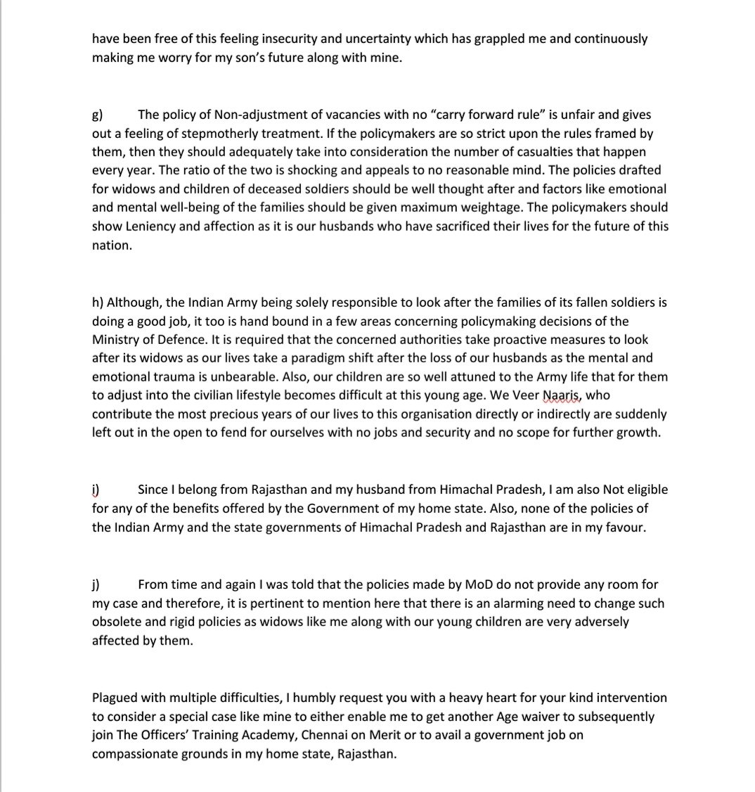 37VManhas's tweet photo. An open letter to Prime Minister Sh @narendramodi Ji, from Mrs Heena Parmar, wife of LIEUTENANT COLONEL RAJNEESH PARMAR who served nation for 18 years before his supreme sacrifice.

A timely &amp; compassionate intervention from @PMOIndia is all what she needs.

A humble request 🙏 https://t.co/v33BYsb716