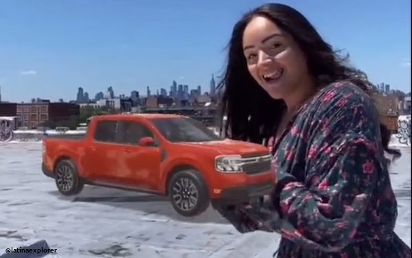 Slowly AR is growing with B2C adoption. Ford revs up Maverick interest with AR TikTok challenge.
The campaign challenges users to use the AR effects to share images of the creative places they'd keep their Maverick 🛻 #marketing #brand