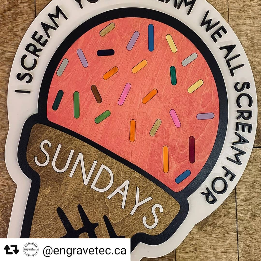 TrotecCanada's tweet photo. #madeinCanada 🇨🇦 on a Trotec laser 💥. Thanks for sharing @engravetec.ca , what a beautiful laser cut wooden inlay ice cream sign! 🍦🍧🍨👍
.
#icecream #laserengraved #laserengraving #laseretched #laseretching #lasercutting #lasercut #rayjet https://t.co/OE7A7zKvl3