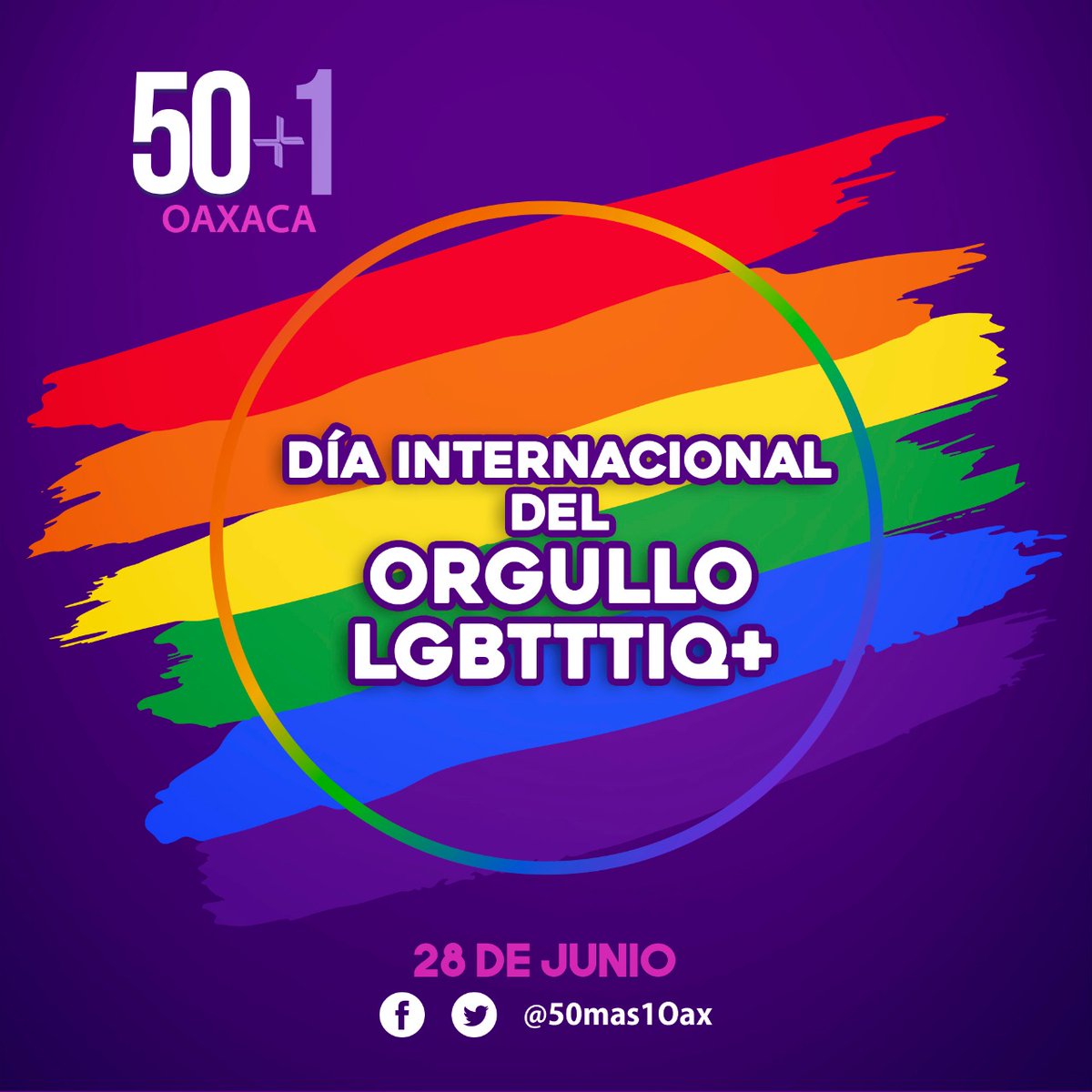 50mas1Oax's tweet photo. Hoy #DíaInternacionalDelOrgulloLGBTTTIQ+ celebramos la igualdad, respeto y amor en cualquiera de sus formas porque una sociedad que no discrimina, es una sociedad libre. Como colectivo nos sumamos y promovemos la no violencia y no discriminación hacia la comunidad LGBTTTIQ+. https://t.co/9xPeAqzkGj