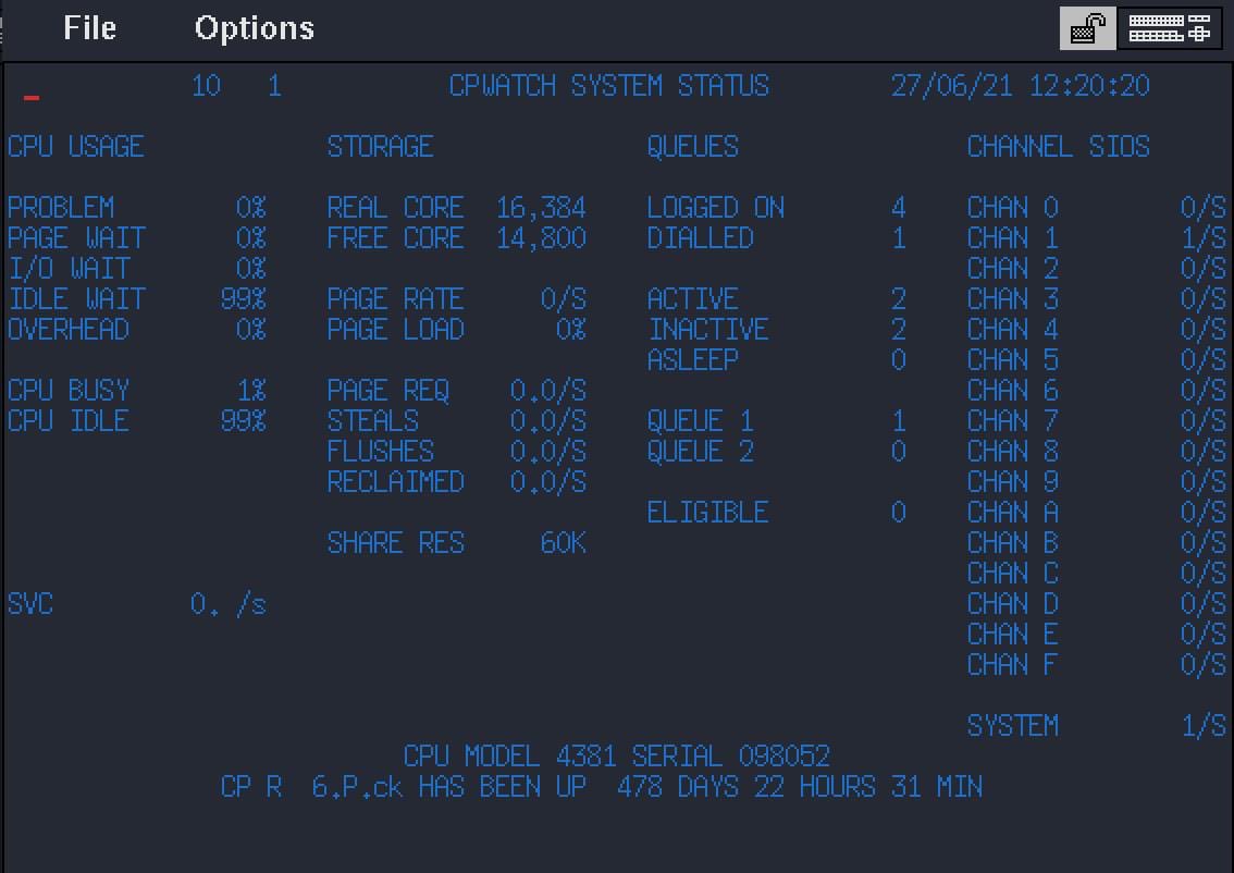 bmoshix's tweet photo. Amazing 50 year old #IBM #VM370 operating system with #uptime of over 470 days. Now with the venerable EDGAR #editor. https://t.co/nVyRLTNsUC