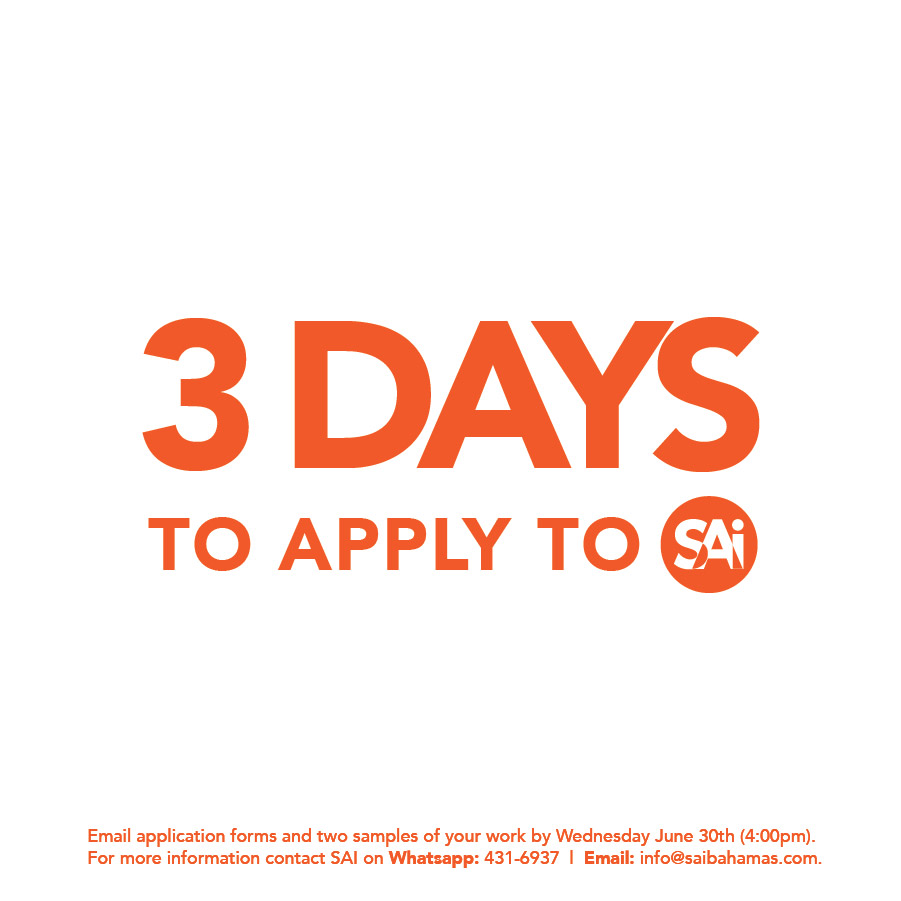 saibahamas's tweet photo. Three days to apply! 4 spaces left. #summerartsimmersion #saibahamas #sai2021 #arteducation https://t.co/7x17Y6zLxr
