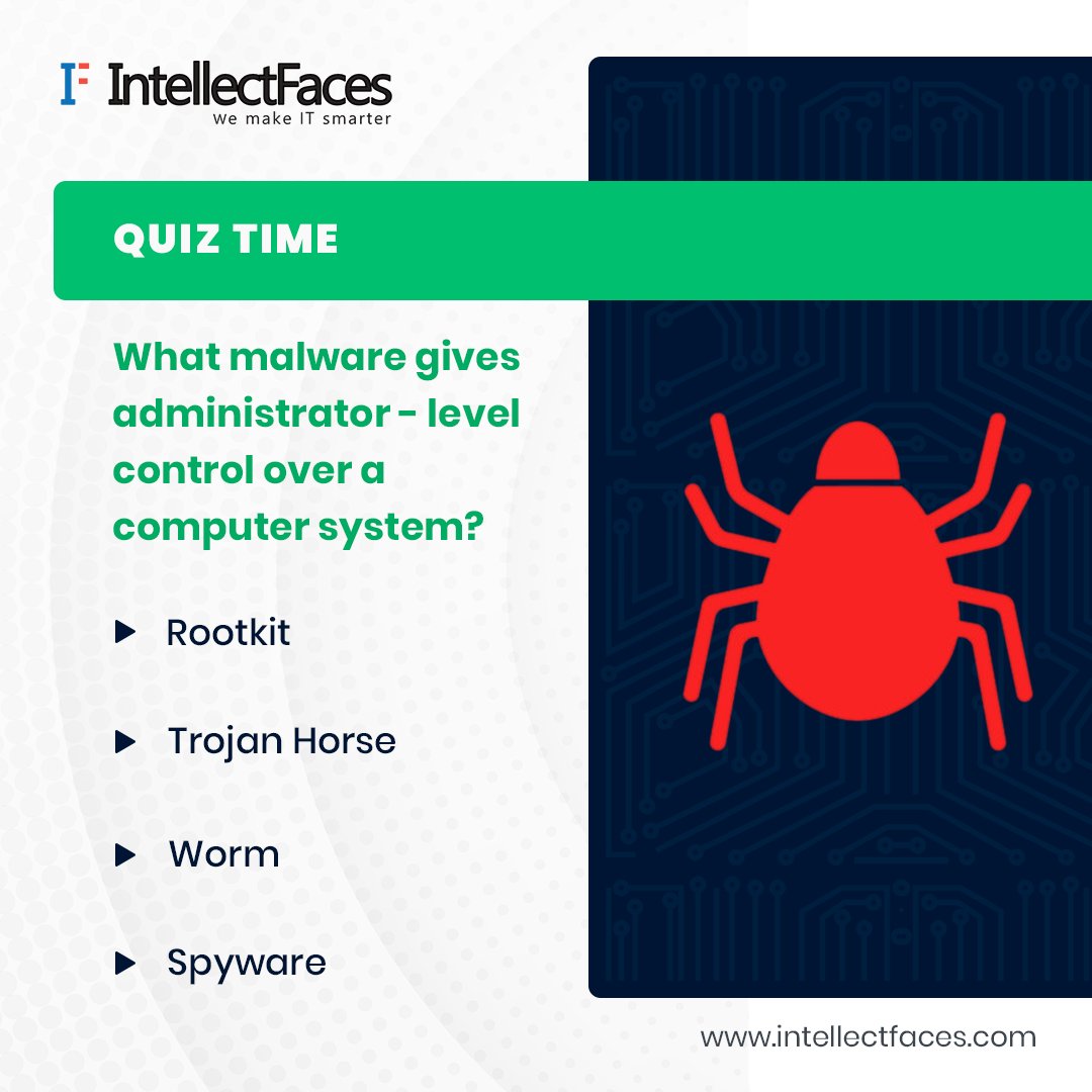 Test your knowledge by answering this security question below👇

#intellectfaces #cybersecurity #threat #malware #digitaltransformation #securityquiz #techquiz #security