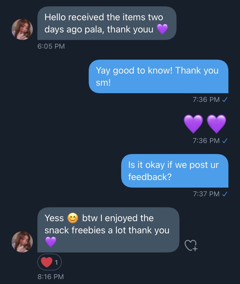 MangoPeach_PH's tweet photo. #MPPFeedbacks satisfied buyer! 💜💜💜 https://t.co/srRkeDPwh2