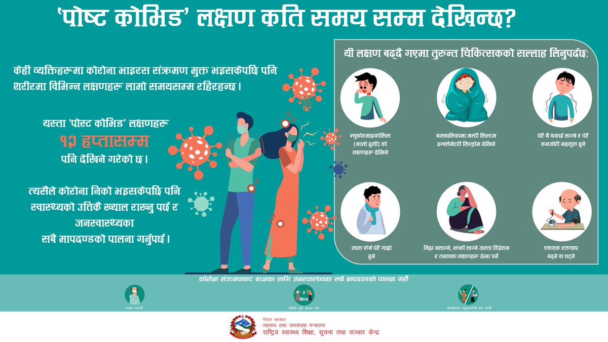'पोष्ट कोभिड' लक्षण कति समय सम्म देखिन्छ? 👇👇
#COVID19 #StaySafe