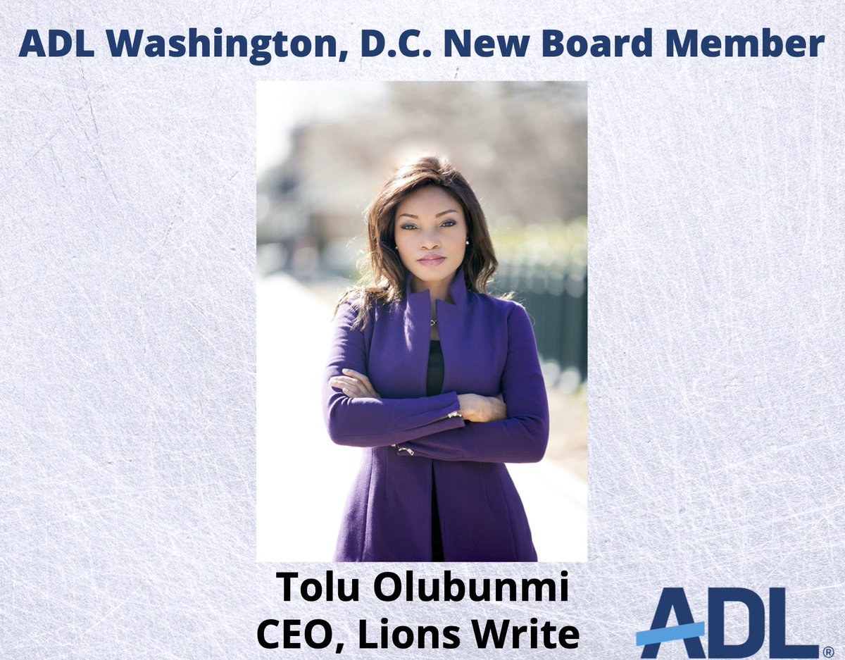 Tolu_Olubunmi's tweet photo. I am honored to share my appointment to the Board of Directors of the Anti-Defamation League, Washington D.C. @ADL_WashDC @ADL #LionsWrite https://t.co/awjd7oZc5p