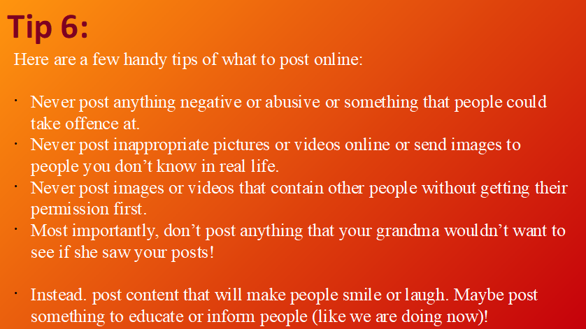 Our #internetsafety Tip 6 is a guide to what to safely post online! <a href="/ChildnetDL/">Childnet Digital Leaders Programme</a> <a href="/childnet/">Childnet</a> <a href="/WKGS_Computing/">WKGS Computing Dept</a> <a href="/WKGS_Wellbeing/">WKGS Wellbeing</a> <a href="/WestKirbyGS/">West Kirby Grammar School</a> <a href="/UK_SIC/">UK Safer Internet Centre</a>