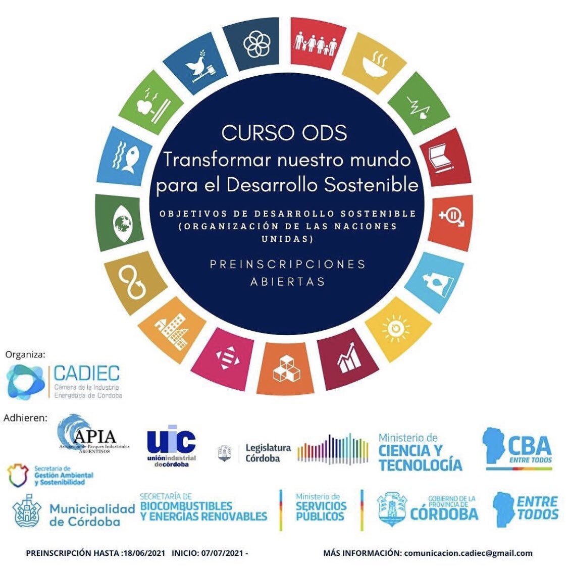 CADIEC_Cba's tweet photo. 📢¡PRE INSCRIPCIONES ABIERTAS!
 
Se viene el lanzamiento de nuestro curso transformar nuestro mundo para el desarrollo sostenible! 🌎

· 100% Virtual 👩‍💻 

https://t.co/y2RcxnemKt

🗓INICIO: 07/07/21

Más información: comunicacion.cadiec@gmail.com https://t.co/87KqmD8AlB