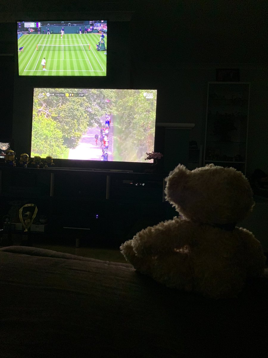 Lea5555's tweet photo. #couchpeleton #sbstdf #wimbeldon perfect to have TDF and the tennis back on together! https://t.co/i4DB4D1XG4