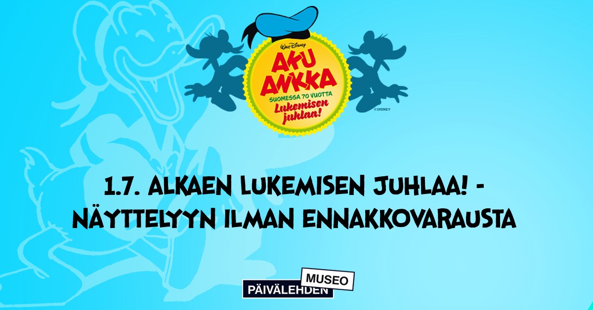 Lukemisen juhlaa! -näyttelyn sähköinen varauskalenteri on käytössä keskiviikkoon asti. 1.7. alkaen kaikkiin näyttelyihimme voi tulla ilman ennakkovarausta. Henkilökunta rajoittaa tarvittaessa museon väkimäärää, jotta tiloissa on mahdollista liikkua väljästi. #akuankka70