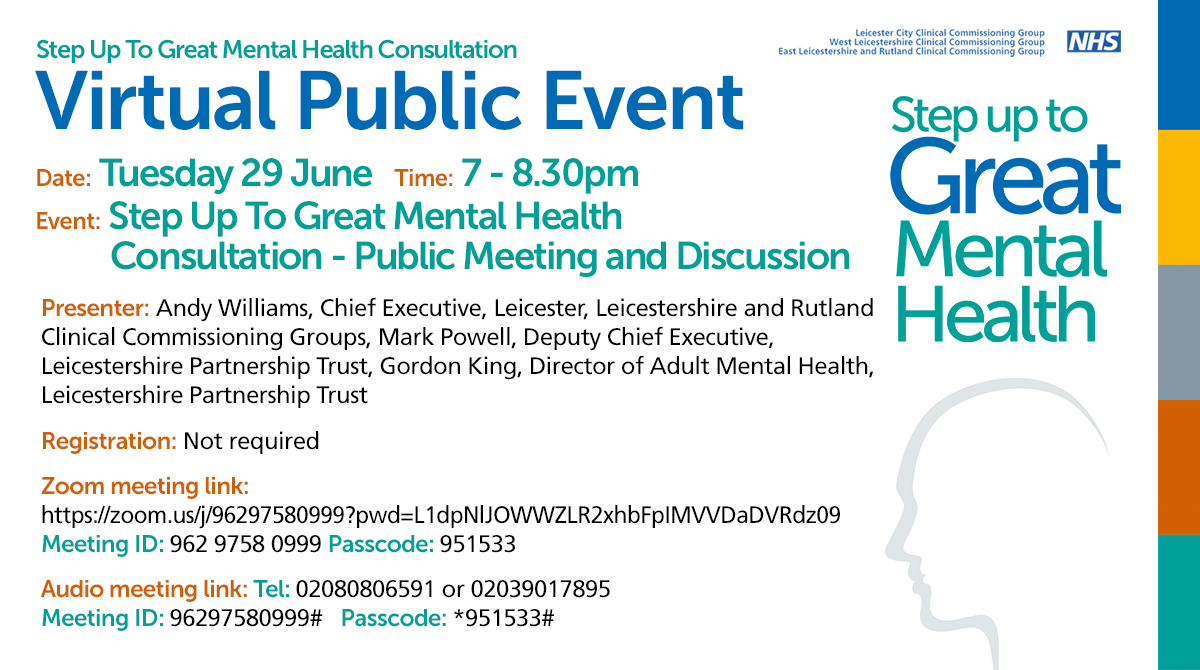 Have your say about our proposals to improve our adult mental health services. Our next public event is tomorrow! @BradgateUnit @RecoveryCollege