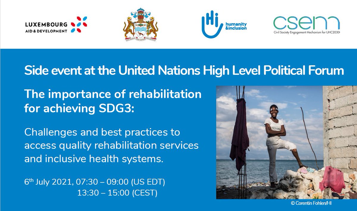 HI_Advocacy's tweet photo. #HLPF 2021: Learning from the COVID19 crisis and looking beyond it, this side-event will raise awareness on the crucial role of #rehabilitation to achieve #SDG3 and have a ripple effect on many other SDGs. 👉👉Register to join: https://t.co/GUdBL5X0Ad https://t.co/UZmMZYEAKw