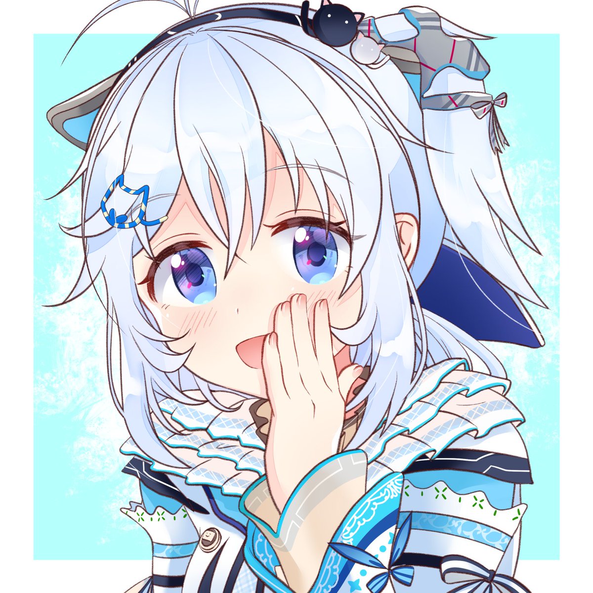 siro (dennou shoujo youtuber siro) 1girl blue eyes solo open mouth smile antenna hair looking at viewer  illustration images