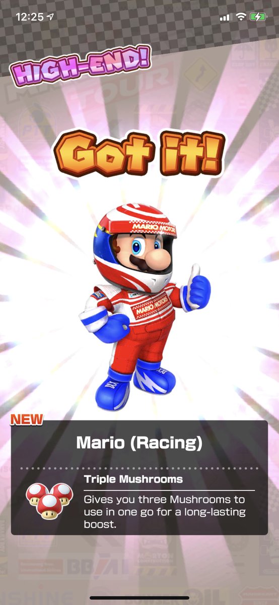 SpiderStaryu's tweet image. My rolls have been incredibly lucky on Mario Kart Tour! Got lots of good stuff like Racer Mario 👀 #mariokarttour #marioracing #pwing