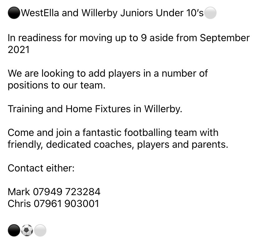 WestellaJuniors's tweet photo. #PlayersWanted @ERFutsalClub @EastRidingFA @Awards_FC_ https://t.co/fpKGjkJFnn