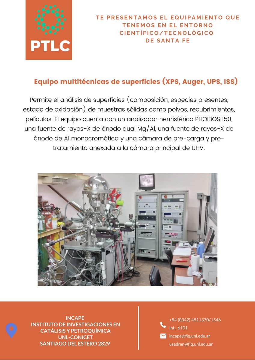 PTLCSAPEM's tweet photo. #ptlc #equipamiento
📢 Mirá el equipamiento que tenemos en el entrono del @PTLCSAPEM
💻Equipo de multitécnicas de superficies de #incape @UNLitoral @CONICETDialoga https://t.co/iR1lhhQnE5