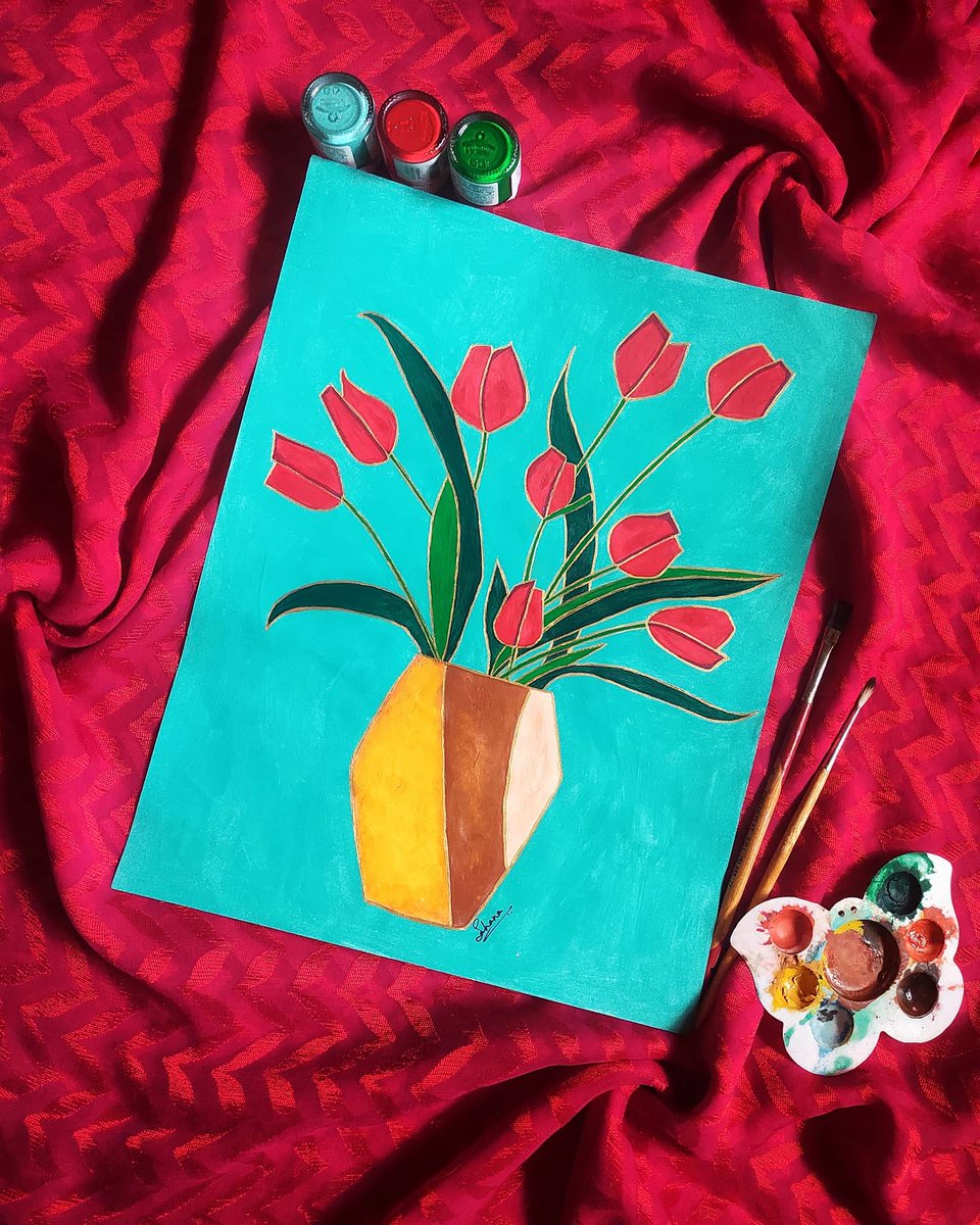sahana_plk's tweet photo. ๐ท#Acrylic #painting on #paperโจ
#acrylicpainting #SP_Arts #art #tulips https://t.co/fubS3l1KZD
