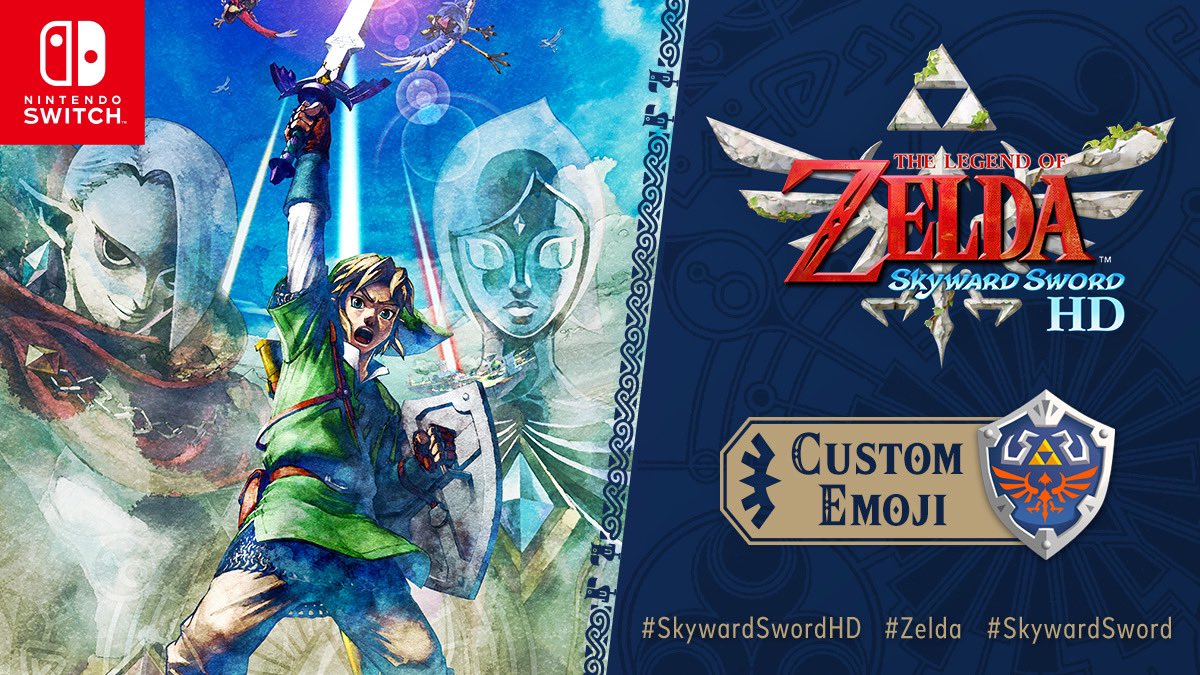 The Legend of Zelda: Skyward Sword HD is almost here! Use any of the below hashtags & show your excitement with this new Hylian Shield custom emoji:

#SkywardSwordHD
#Zelda
#SkywardSword

Soaring onto #NintendoSwitch 7/16:
zelda.com/skyward-sword-…