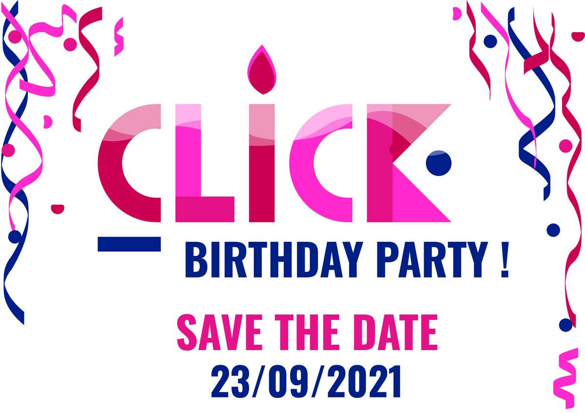 SAVE THE DATE - Le 23/09 prochain, le CLICK sera en fête !  

eventbrite.fr/e/click-birthd…🍾🎂