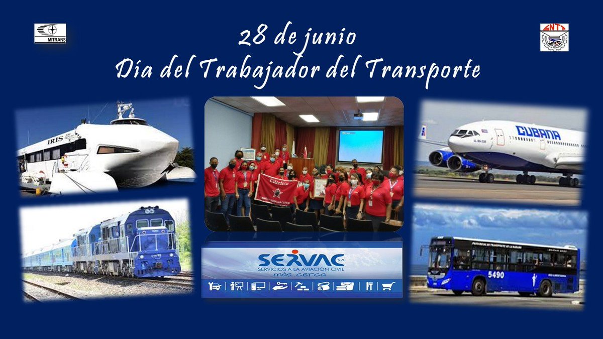 🎉🎊Celebramos hoy el 'Día del Trabajador del Transporte' 🚕🚢✈️🚂🇨🇺con el compromiso de continuar desempeñando con responsabilidad y entrega las tareas asignadas. #50Aniversario #VamosPorMas