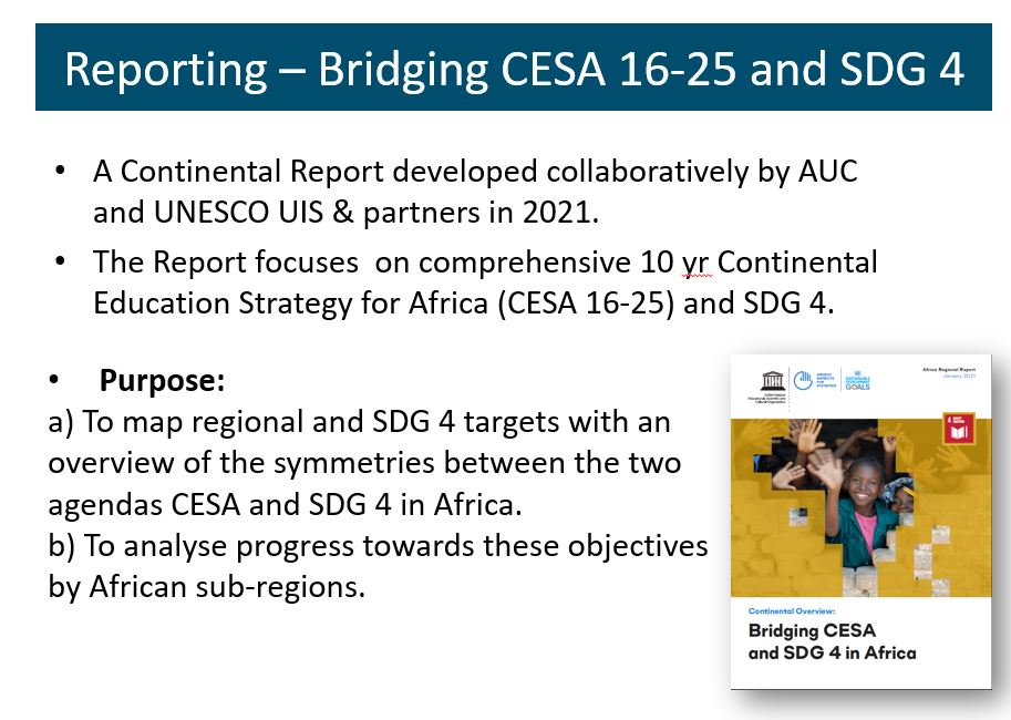 Education2030UN's tweet photo. Africa representative at #GlobalCommittee for #education @UNESCO showcases the "Bridging #CESA and #SDG4 in Africa" report which maps symmetries between the two agendas for education. 

Report here: https://t.co/cP6C64KNo0

@UNESCOstat @UNESCO_Dakar @_AfricanUnion https://t.co/uj5bAUkPTi