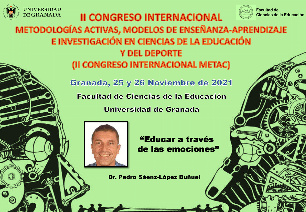congresometac's tweet photo. Inauguraremos el Congreso con la Conferencia de Dr. Pedro Sáenz-López Buñuel (Catedrático, Universidad de Huelva) que nos hablará sobre “Educar a través de las emociones” ¡No te lo pierdas!😏 
#CongresoActivo #Granada #Educación https://t.co/F0y7GtaviB
