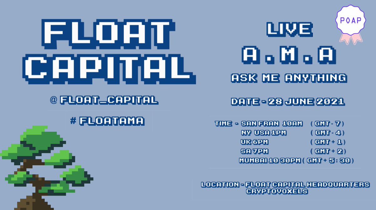float_shipping's tweet photo. ๐กPSA: Float AMA happening Today. Let's get personal and chat about float capital ๐
Location: Float Headquarters in @cryptovoxels ๐พ
https://t.co/szPymBGzbX
Youtube: ๐บhttps://t.co/w3oDsJ2Ykv
#FloatAMA #FloatCapital #AMA #askmeanything https://t.co/IoQwK5gxyK