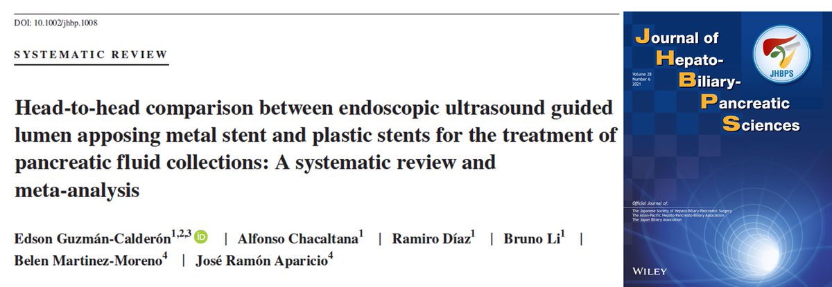 In the JHBPS a meta-analysis about LAMS vs plastic stents in PFCs. 🔥🔥🔥
<a href="/japariciot2/">José Ramón Aparicio</a> <a href="/Belenmm271/">Belen Martinez Moreno</a> <a href="/DHgua/">Digestivo HGUA</a> <a href="/EndoCollabcom/">EndoCollab™ | GI Endoscopy Community</a> <a href="/eus_endo/">EUS-ENDO</a> <a href="/endoscopyjrnl/">Endoscopy Journal</a> <a href="/WorldGastroOrg/">World Gastroenterology Organisation (WGO)</a> <a href="/surgery_hps/">Heidelberg Pancreatic Surgery (HPS)</a> <a href="/WomeninEndo/">Women In Endoscopy | WIE</a> <a href="/bostonsci/">Boston Scientific</a> <a href="/my_ueg/">my_UEG</a> <a href="/OPGEgastro/">Organización Panamericana de Gastroenterología</a> <a href="/AmJGastro/">AJG - The American Journal of Gastroenterology</a> <a href="/siedoficial/">SIED news</a> <a href="/endoscopiasued/">SUED</a> <a href="/YouppiePancreas/">YOUPPIE Pancreas</a> #EUS
