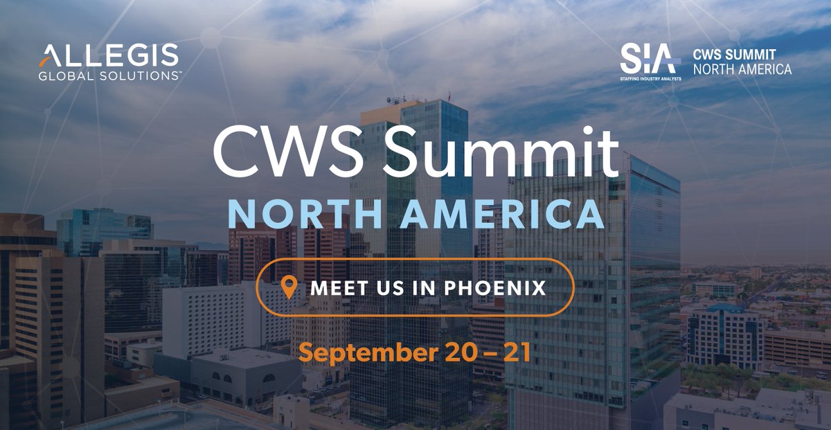 What better time to bring the industry and <a href="/AllegisGlobal/">Allegis Global Solutions</a> together in person than for <a href="/cwssummit/">CWS Summit</a> North America? We’ll be sponsoring the event and look forward to seeing you September 20-21 in Phoenix! hubs.li/H0R1Zn90