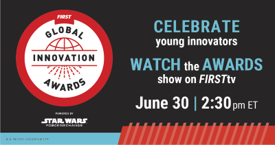 We're so excited for the 2021 FIRST Global Innovation Awards powered by <a href="/starwars/">Star Wars</a>: Force for Change! Tune in this Wed, June 30 at 2:30pm ET on FIRSTtv to watch: hubs.ly/H0QzsRk0
Check out our FIRST Global Innovation Award page for more info! info.firstinspires.org/global-innovat…