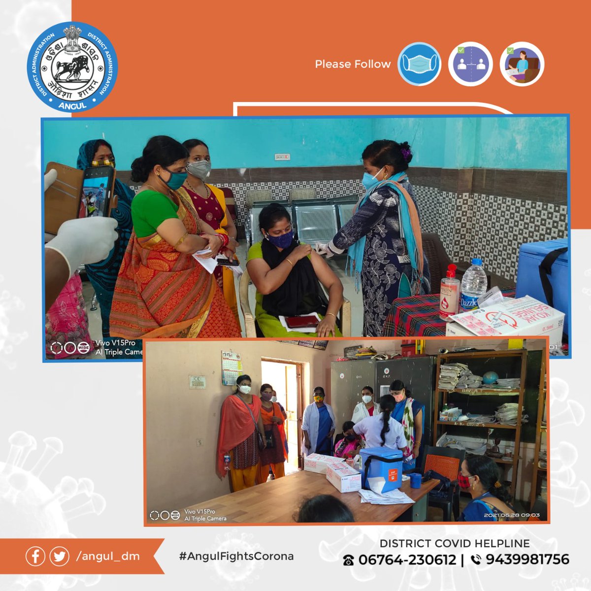 Vaccination drive continues at different places in Angul district.
#Angulfightscorona