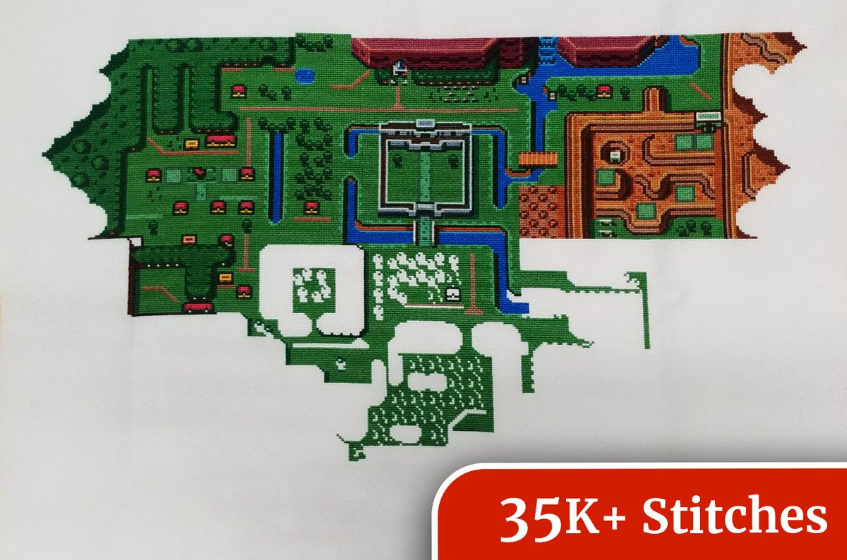 OldManChadly's tweet photo. Surpassed 35k. Most of the green in the Great Swamp is filled in. I can't wait to be filling in different colors. hehe  #Zelda #Zelda35th #zeldafanart #crossstitch 

Fun Facts:
* 27.36% complete (35,058 stitches)
* 5,895 stitches added in June so far https://t.co/sHmg8kLndq
