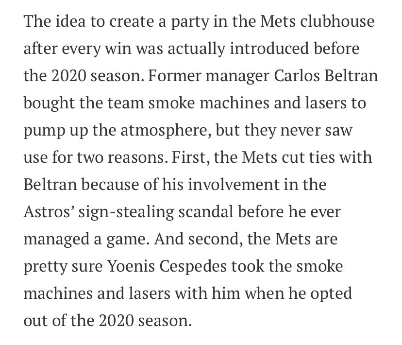 [分享] Beltran給梅子的煙霧機被Cespedes帶走了