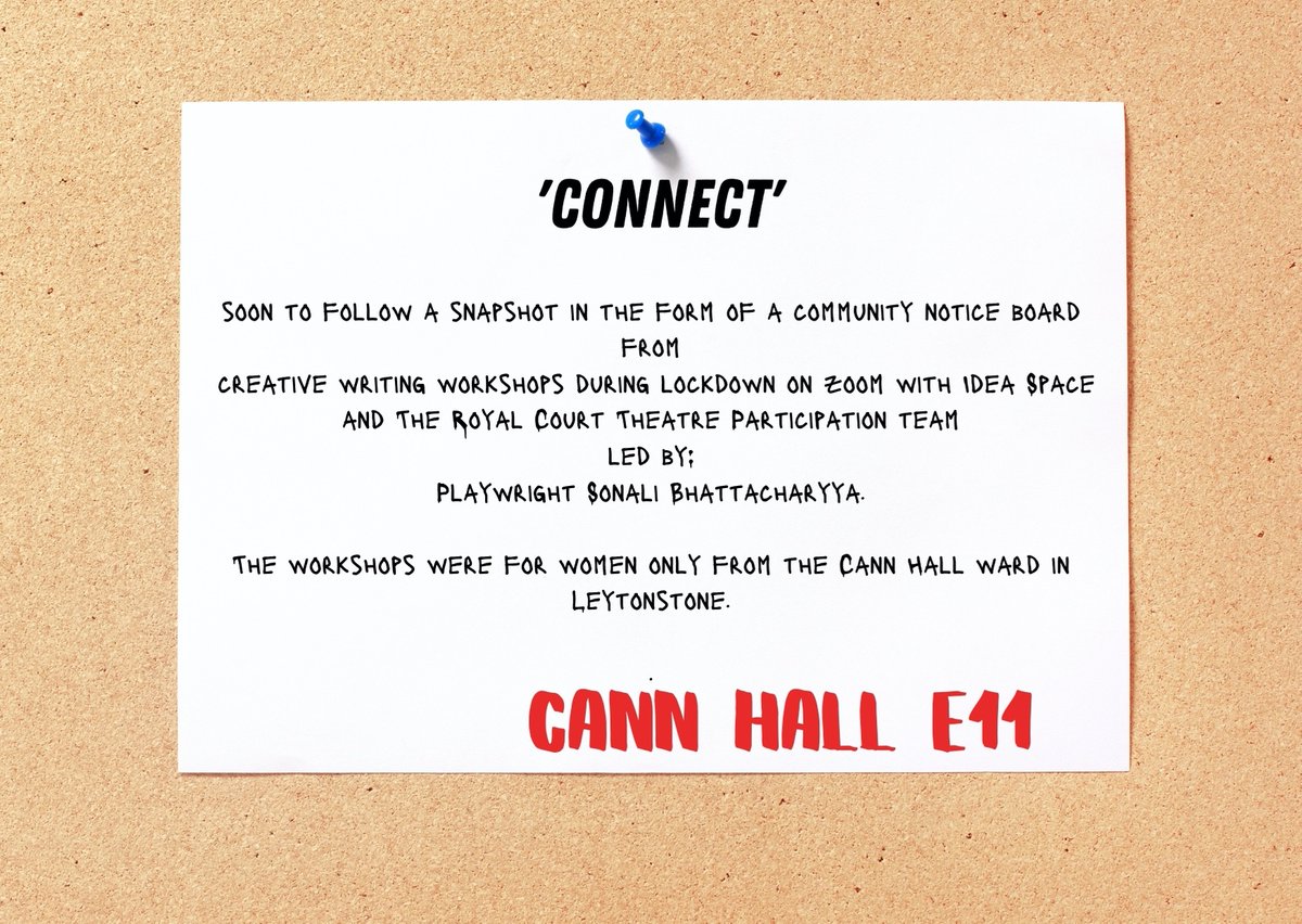 Idea Space 'Connect' funded by <a href="/CannHallCllr/">Cann Hall Councillor</a> Connecting women in Cann Hall E11,  amazing writing workshops,  led by Waltham Forest PlayWright and activist  Sonali Bhattacharyya and snippets of the work they created to follow shortly <a href="/wfcouncil/">Waltham Forest Council</a>