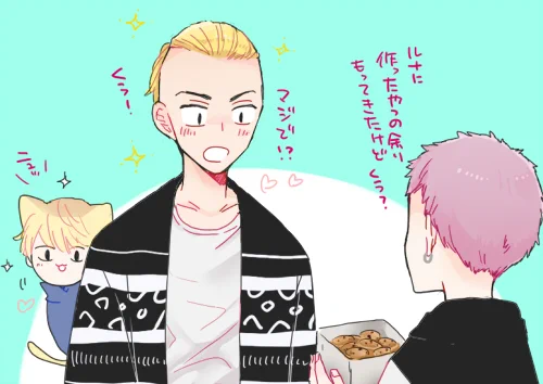 落書き詰め。🐉ケンがちょこぱ全部まぃきに食べられた次の日必ず無自覚にクッキー焼いてくれるタイプのみっゃ(ほぼまぃきに食べられる)とか14巻みっゃとか小ドラ(謎)とかたぃみつ(謎) 