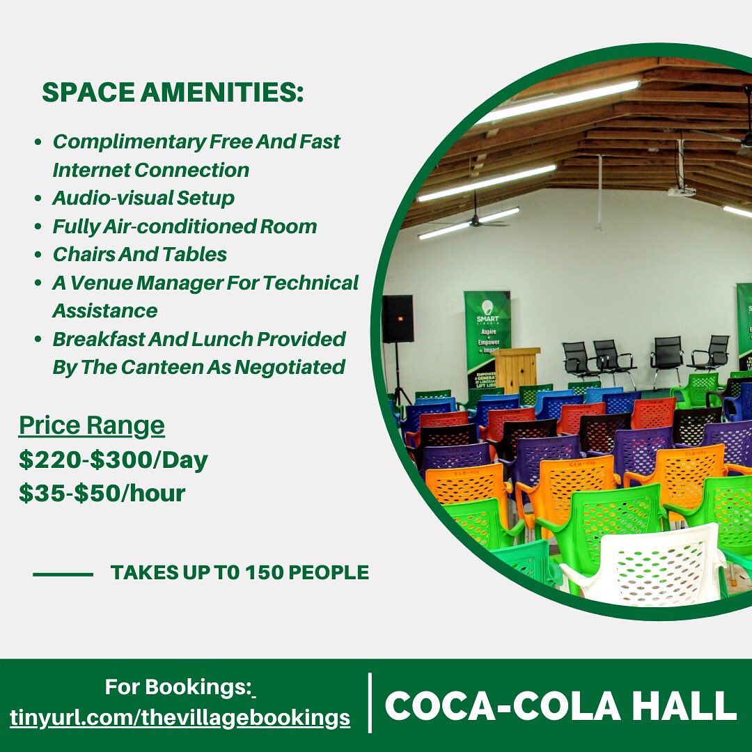 SMARTLiberia's tweet photo. Here is the venue of you next workshops, work sessions, conferences, graduation ceremonies, or even your birthday dinners. Let us know when. Hit the link to book a slot: https://t.co/5lR67snF5G

#eventhall #venueoftwitter #liberia #eventplanner #smartliberia https://t.co/zIt0v7ntSa