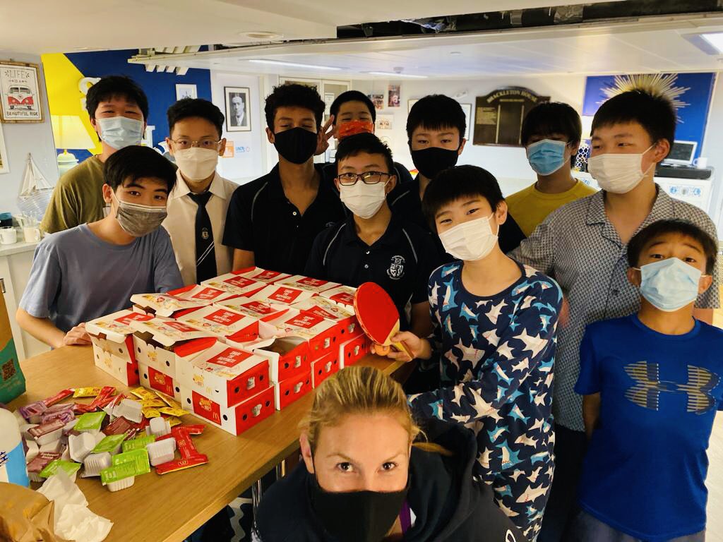 HHKSShackleton's tweet photo. The annual #boysofshackleton alumni evening! Great to see some of our Old Shackletonians return to the Compass Room for darts, FIFA, treats, and a good catch up! They are always a source of inspiration for the younger years! @Harrow_HK @HeadHarrowHK #ShackletonFamily https://t.co/PLnhBHOF3x