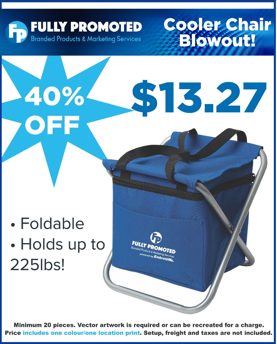 FullyPromotedBa's tweet photo. Blowout Sale! 📣 Originally over $25 each - this cooler chair is now on sale for just $13.27 each! They are available in royal blue and while supplies last! 

Call or send us an email to get started!

https://t.co/k8PlyAZjfv

#FullyPromoted #Barrie #SimcoeCounty #SummerVibes https://t.co/MxghyJH50V