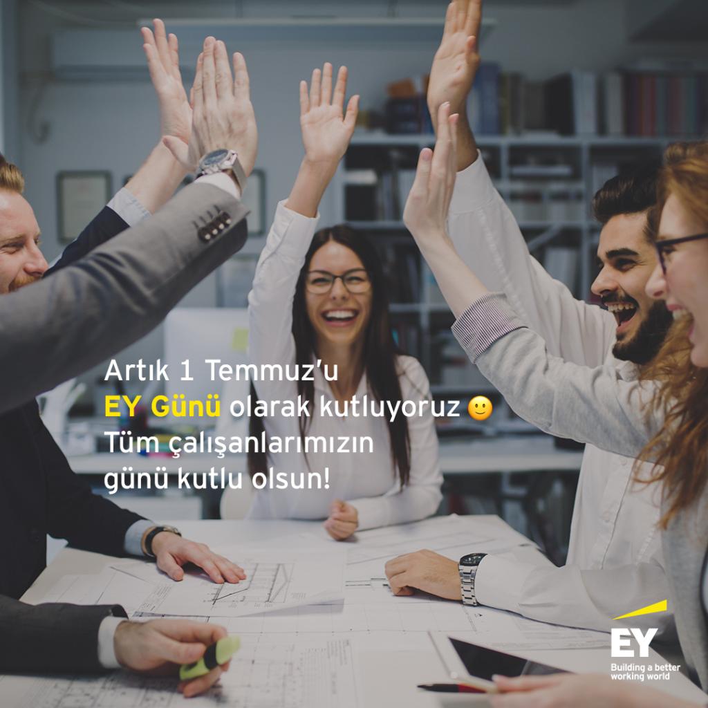 EY_Turkiye's tweet photo. EY olarak, ekip arkadaşlarımızın bir yıllık özverili çalışmalarının karşılığında, 1 Temmuz'u ‘EY Günü’ ilan ediyoruz ve bu tarihte tüm ekiplerimize bir günlük izin veriyoruz. 
Tüm çalışanlarımızın ve yolu EY’dan geçen herkesin 1 Temmuz EY Günü kutlu olsun!  #EYDay #EYTürkiye https://t.co/JPOhLLB52c