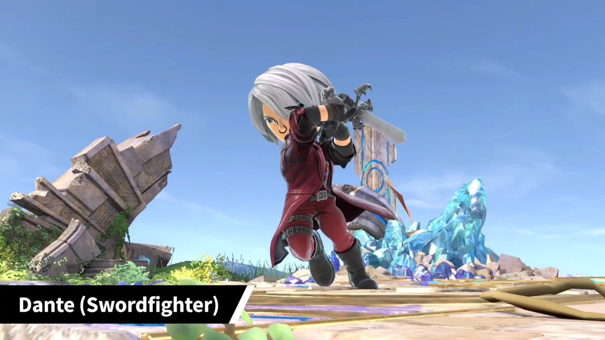 Wario64's tweet image. Mii Fighters costumes:
Tales of Symphonia 
Dragonborn
Dante 
Shantae (includes music track)