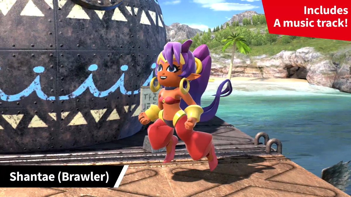 Wario64's tweet image. Mii Fighters costumes:
Tales of Symphonia 
Dragonborn
Dante 
Shantae (includes music track)