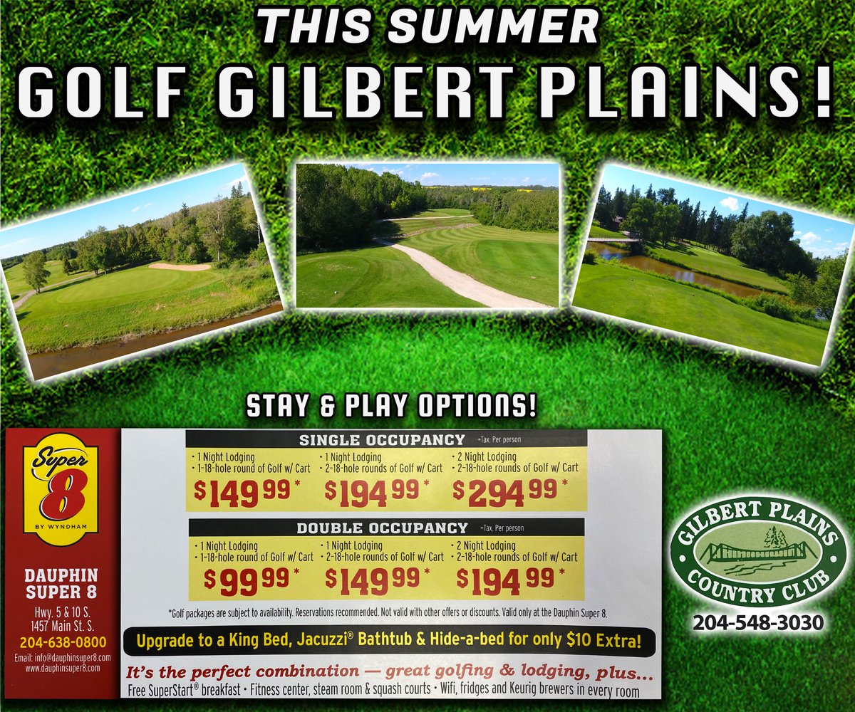 ⛳️FANTASTIC DEALS⛳️ | They don’t get much better when you stay and play at the Gilbert Plains Country Club! 

🏌🏼‍♀️Visit the Parkland’s Premier Golf Destination this summer!🏌🏼‍♂️