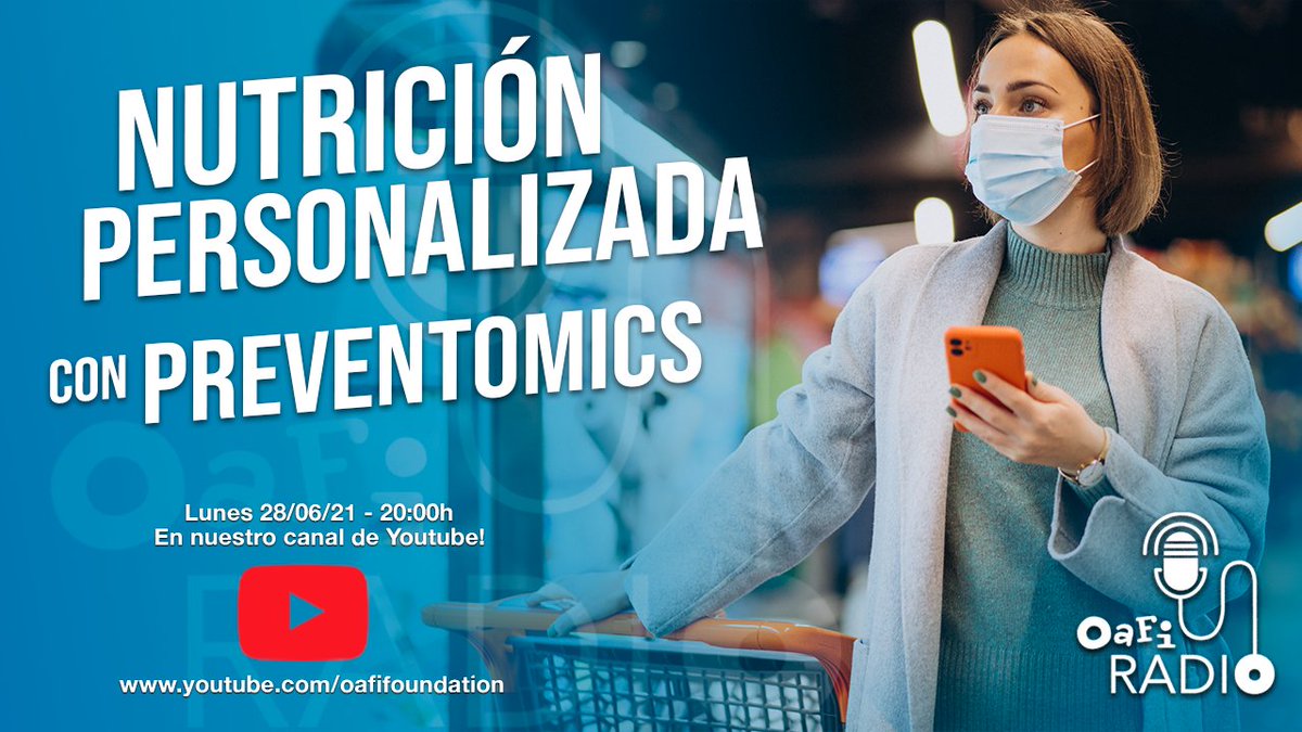 OAFI_RadioTV's tweet photo. #OAFIRadio | ¡Empieza la semana con #OAFI!📻

Hoy de 20h a 21h hablamos del proyecto de nutrición personalizada @Preventomics_EU🥗📲, de enfermedades genéticas con @Alimentomica🧬 Y de herencias con @AlfonsCatena, ¡no te lo pierdas!

▶️En YouTube: https://t.co/o2zEzKnZ4t https://t.co/qpmCCXf2vE