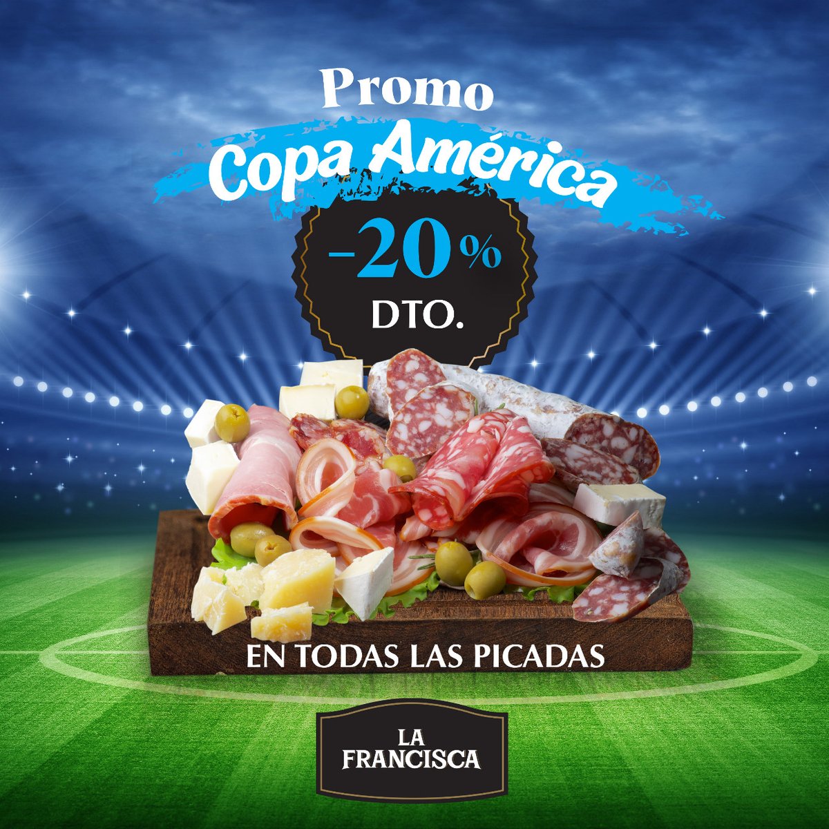 ¿QUÉ TE PARECE ESTA FORMACIÓN PARA HOY ?

• Si venís con una prenda con los colores de la selección Argentina a cualquiera de nuestros locales, tenés un -20% de descuento en todas nuestras picadas.

¡VAMOS ARGENTINA !