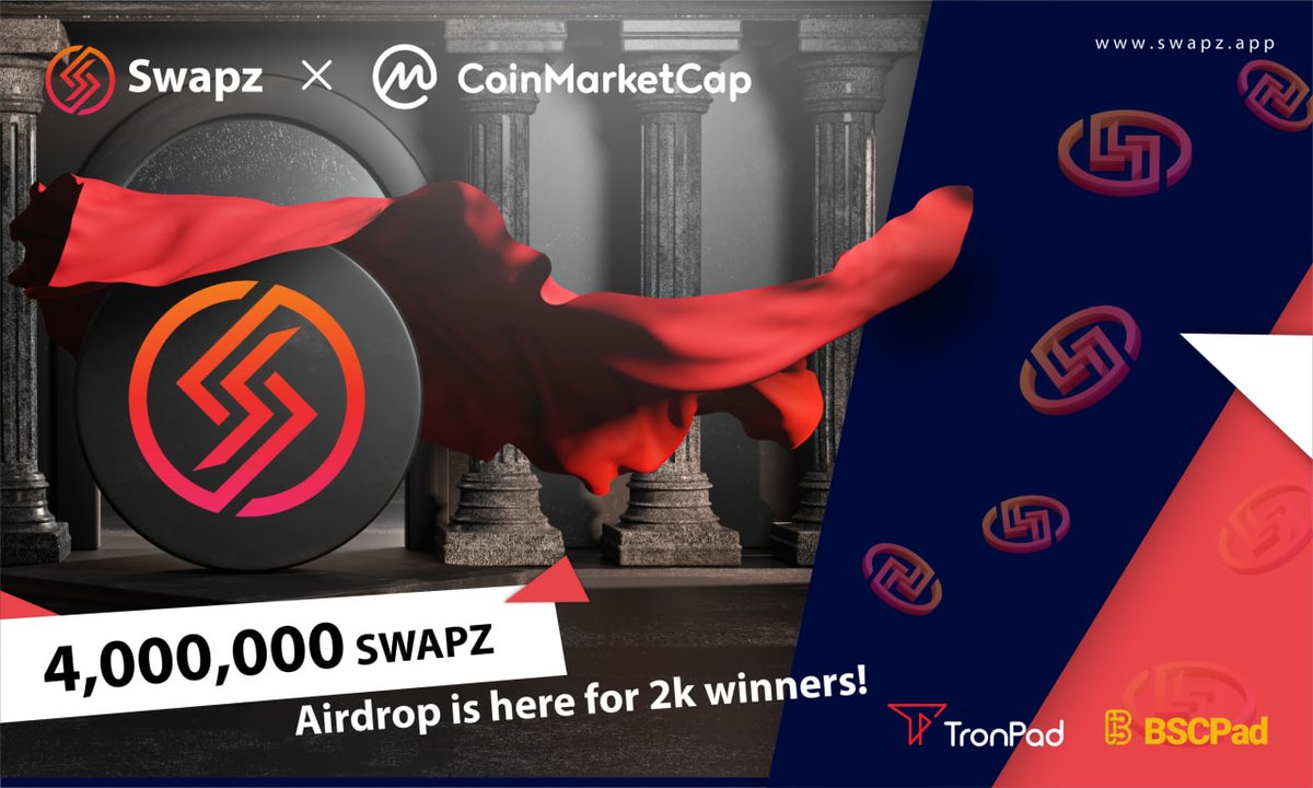 Swapz_app's tweet image. 🥳 The Ultimate Zero Slippage DEX @Swapz_app is partnering with @CoinMarketCap to airdrop 4 MILLION #SWAPZ to 2,000 winners 🚀

Find out how you can get involved here: 

medium.com/swapz-app/swap…

💭 Stop dreaming about life-changing trades. Make them on SWAPZ 😀

#BSCPAD #TronPad