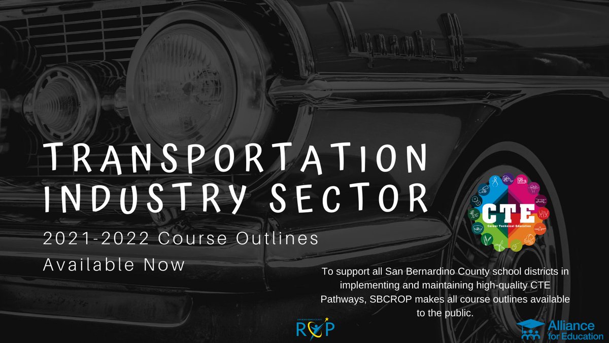 Why create #CTE pathways from scratch when @SBCo_ROP offers ready to use curriculum in all 15 industry sectors? Today's featured industry sector is #Transportation in honor of #NationalLogisticsDay 
👉👉👉bit.ly/SBCROP_TRANS  @SBC_Alliance @SB_CitySchools @MDCareerPathwys
