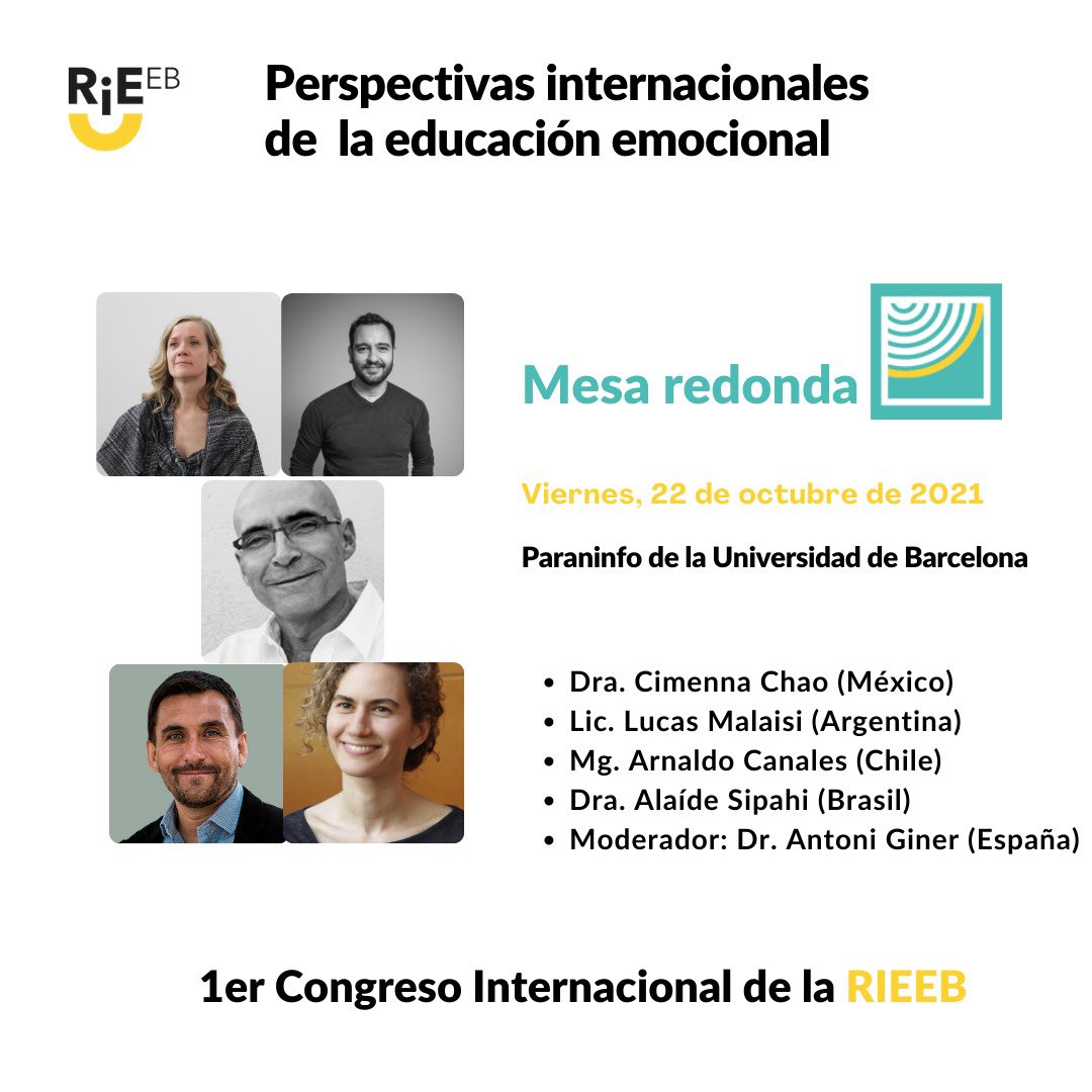 En el día 1️⃣ del #congresointernacionaldelaRIEEB, conocerás más sobre la #educacioemocional desde una perspectiva internacional en esta #mesaredonda 🌎 👉🏼 rieeb.com/congresorieeb2…
⬇️
 #movimientoeducacionemocional #evento