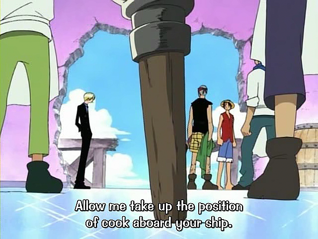 OPfandom's tweet photo. On this day, 21 years ago Sanji joined the Straw Hat Pirates! (via Episode 30) https://t.co/zcrNN8rqSr