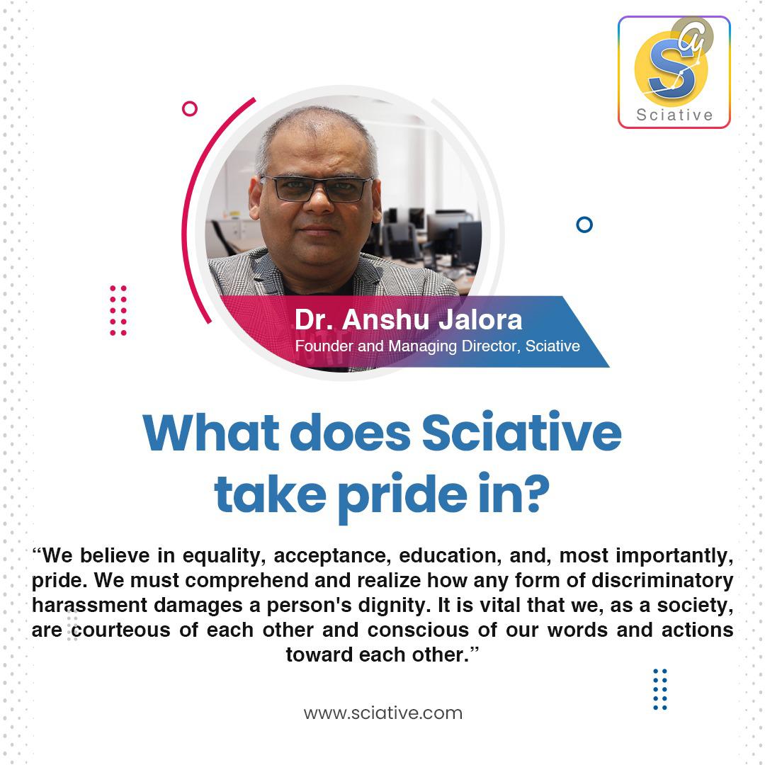 Our founder Mr. <a href="/anshujalora/">Dr. Anshu Jalora</a>, shares his views on "What steps must be taken to ensure a safe environment, free from discrimination?" #TakePride

#PriceRight #Sciative #Pride #PrideMonth2021 #PrideatWork #TogetherWithPride #EqualityMatters