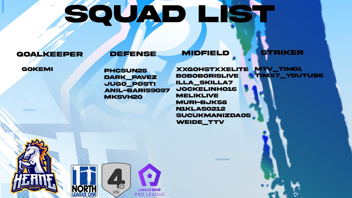 Herne eSports Squad List💛💙

<a href="/OfficialVPG/">Virtual Pro Gaming</a> <a href="/VPGEurope/">Virtual Pro Gaming | Europe</a>